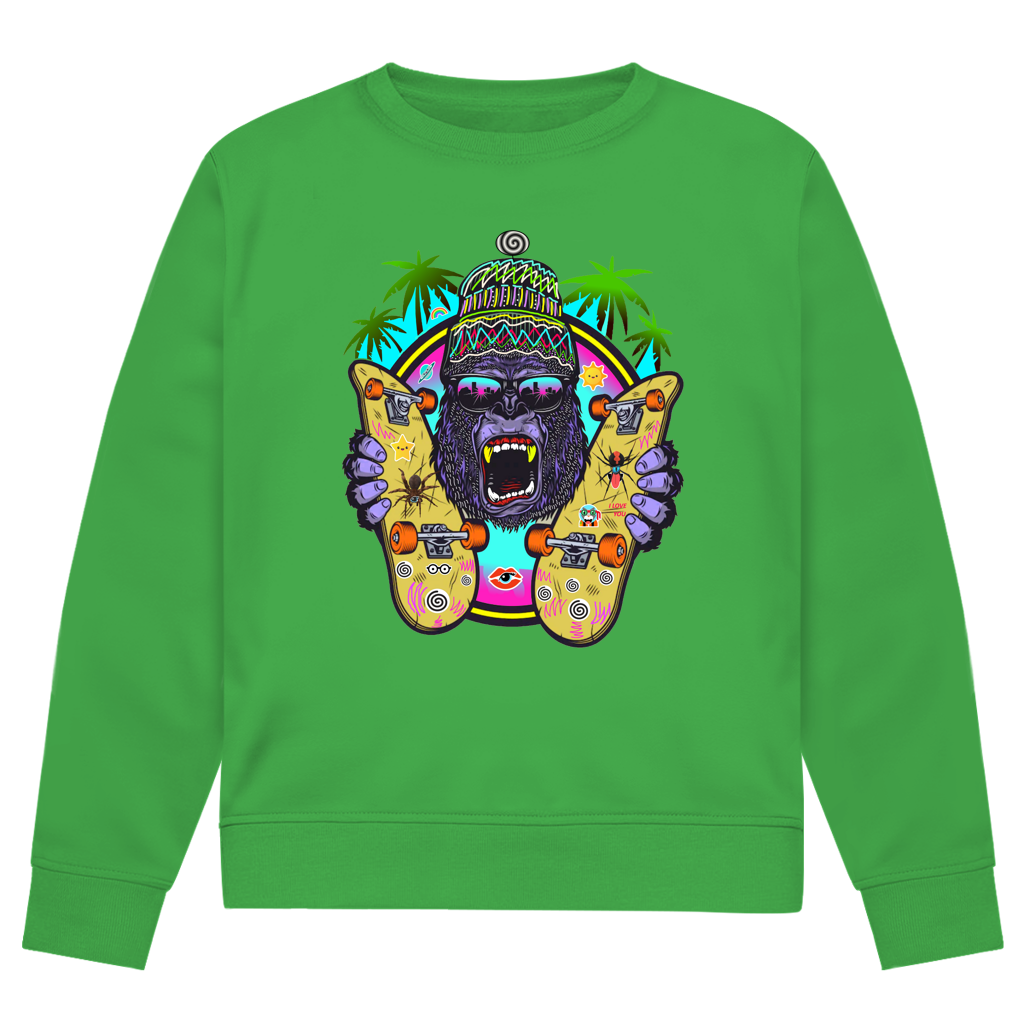 Herren Premium Bio Sweatshirt Monky Skateboard