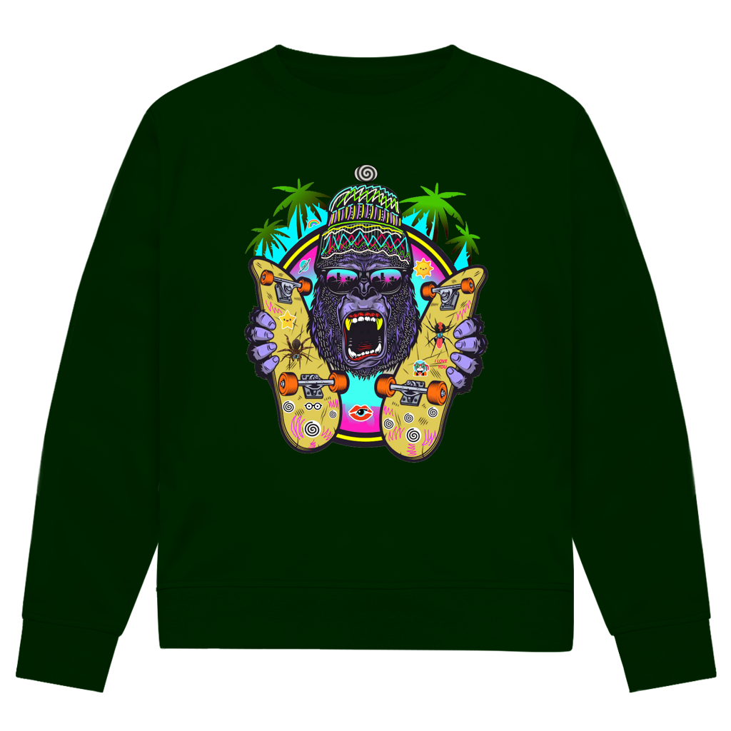 Herren Premium Bio Sweatshirt Monky Skateboard
