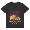 Herren Premium Bio V-Neck T-Shirt Bear Lucky