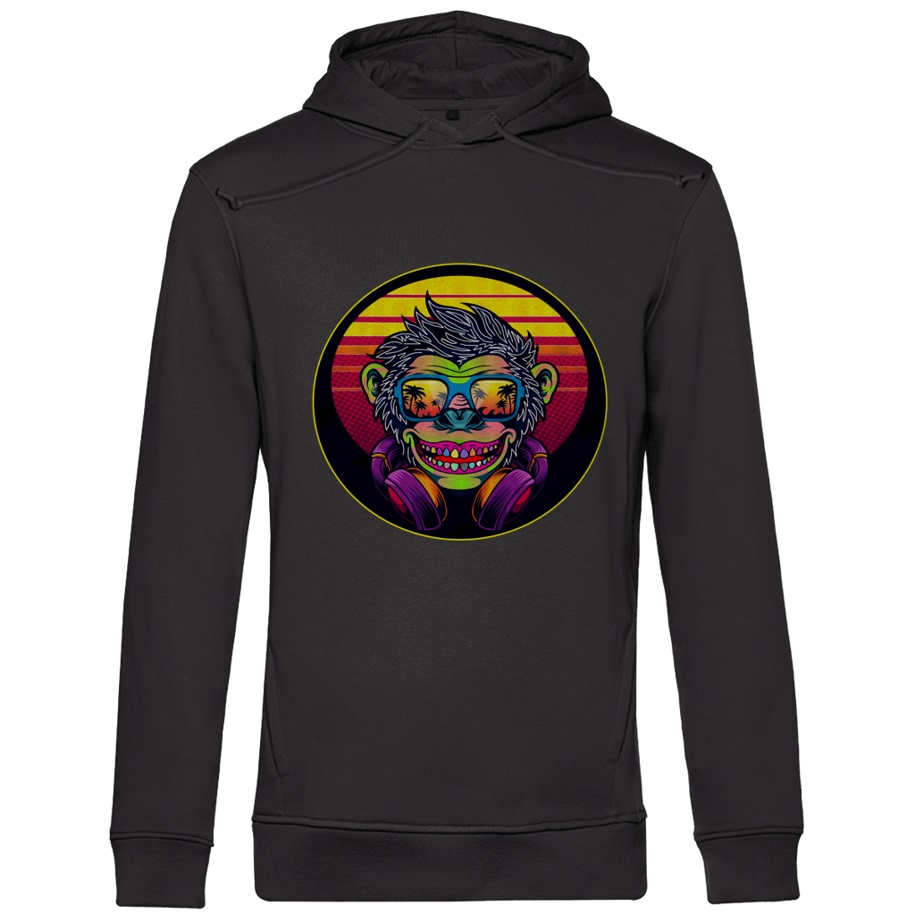 Herren Premium Bio Hoodie Monkey with Sunglasses