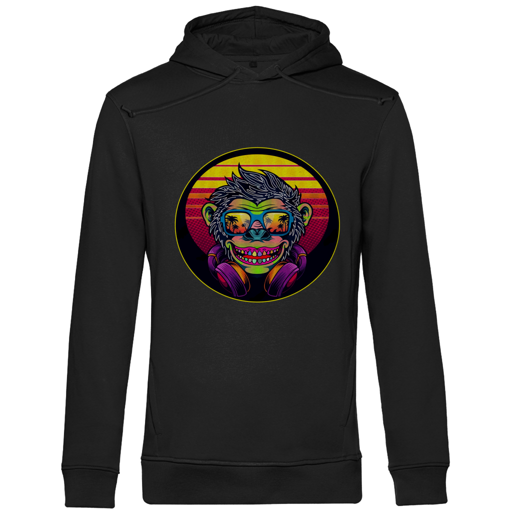 Herren Premium Bio Hoodie Monkey with Sunglasses