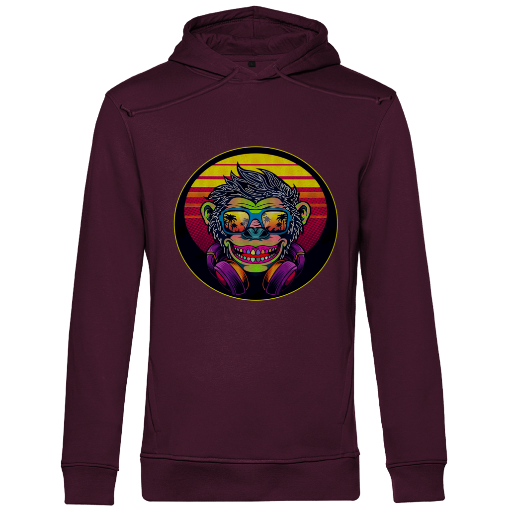 Herren Premium Bio Hoodie Monkey with Sunglasses