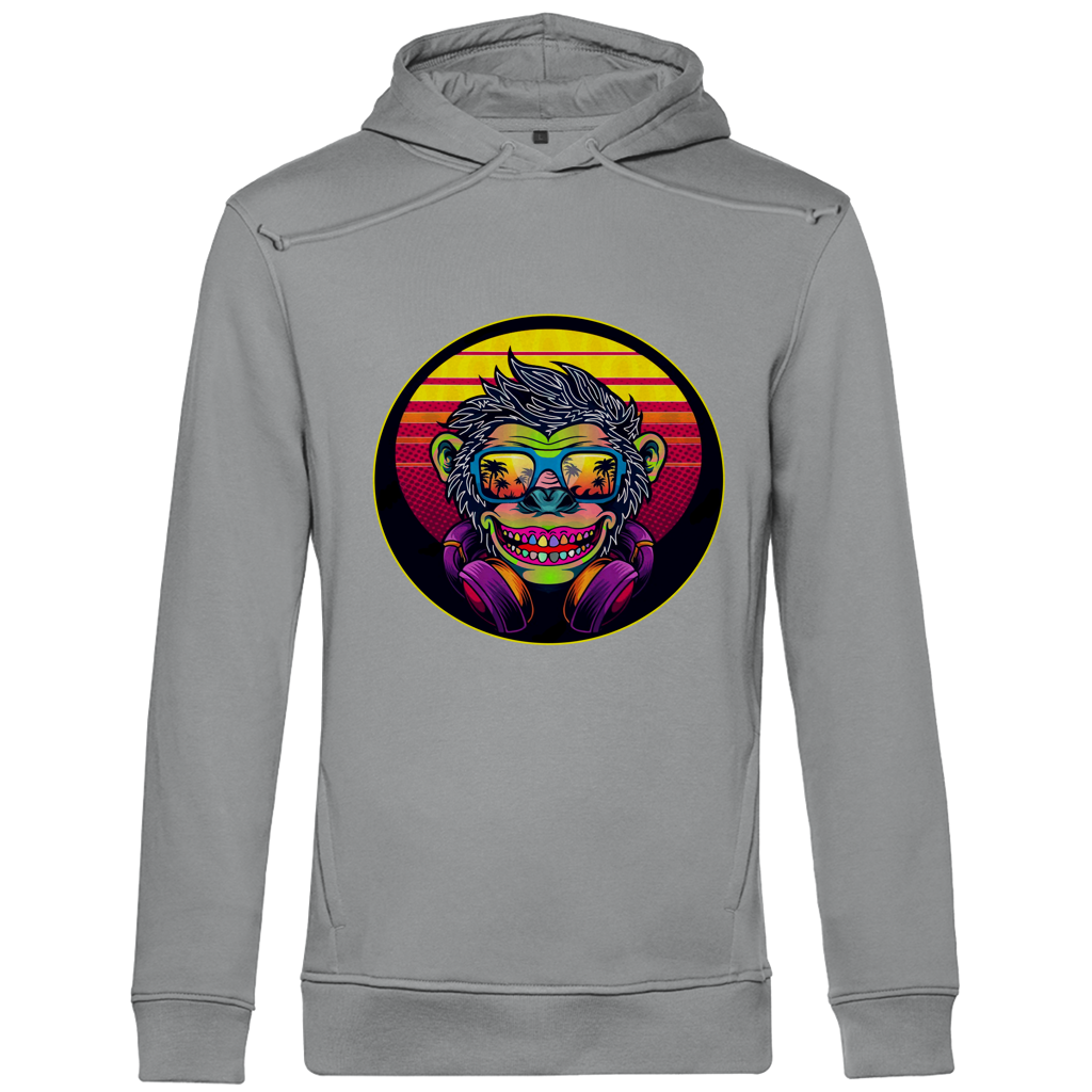 Herren Premium Bio Hoodie Monkey with Sunglasses