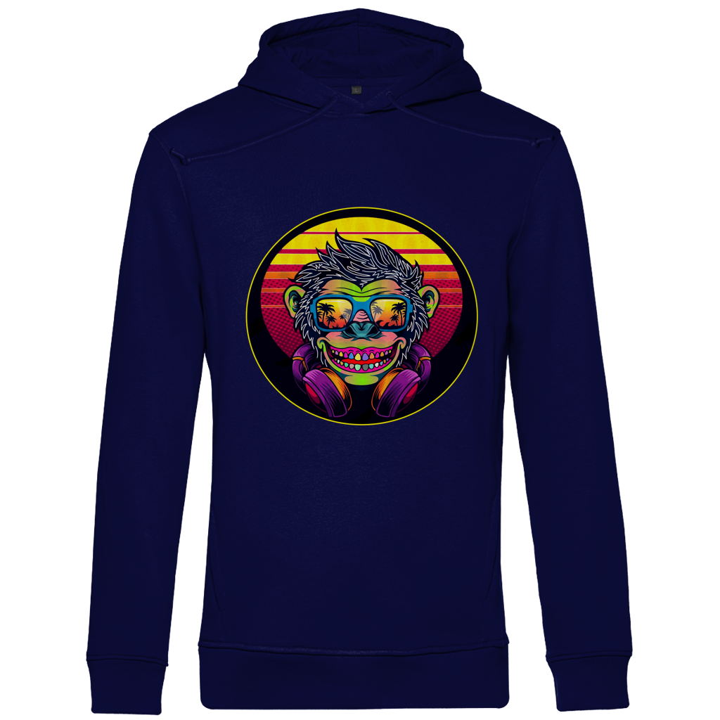 Herren Premium Bio Hoodie Monkey with Sunglasses