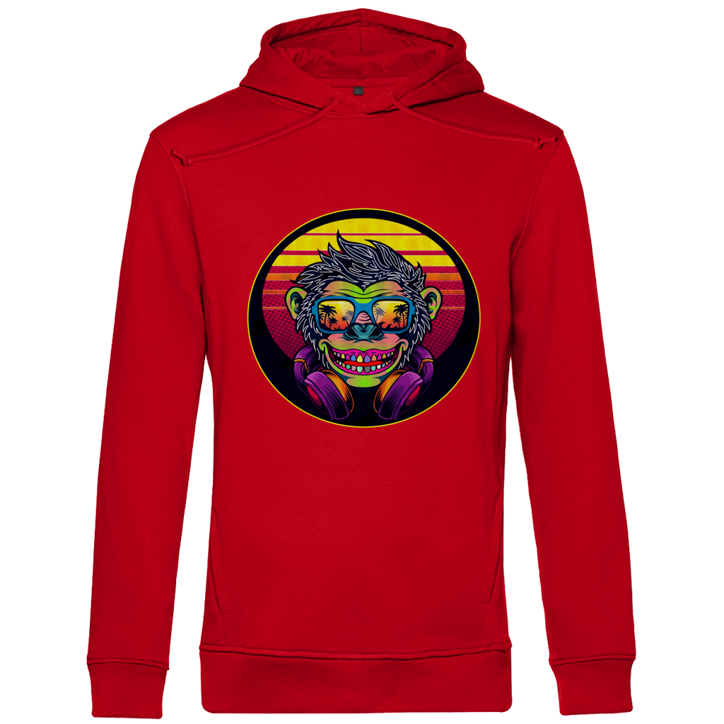 Herren Premium Bio Hoodie Monkey with Sunglasses