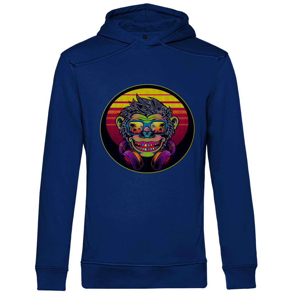 Herren Premium Bio Hoodie Monkey with Sunglasses