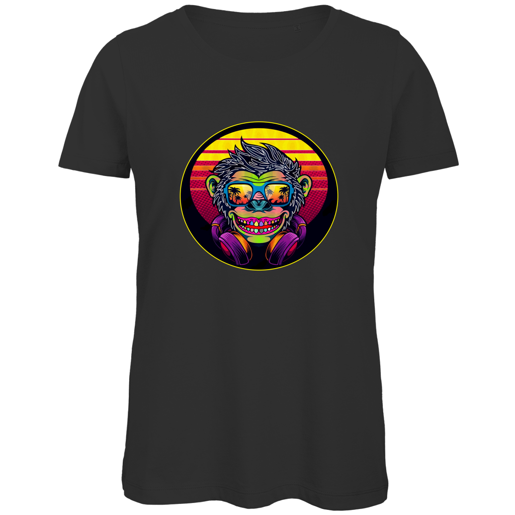 Damen Premium Bio T-Shirt Monkey with Sunglasses