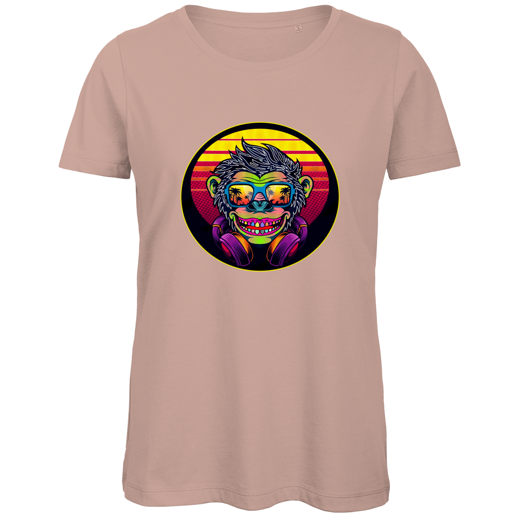 Damen Premium Bio T-Shirt Monkey with Sunglasses