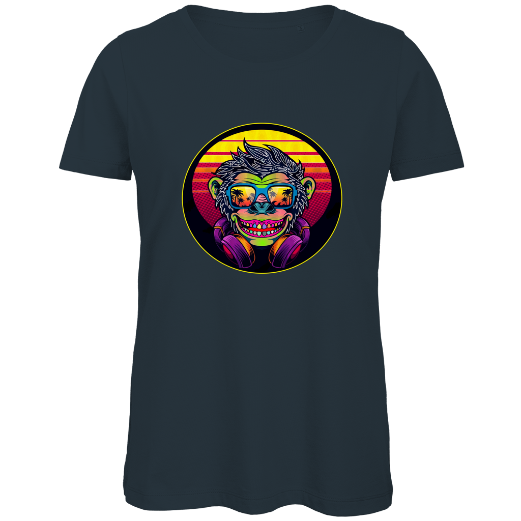 Damen Premium Bio T-Shirt Monkey with Sunglasses
