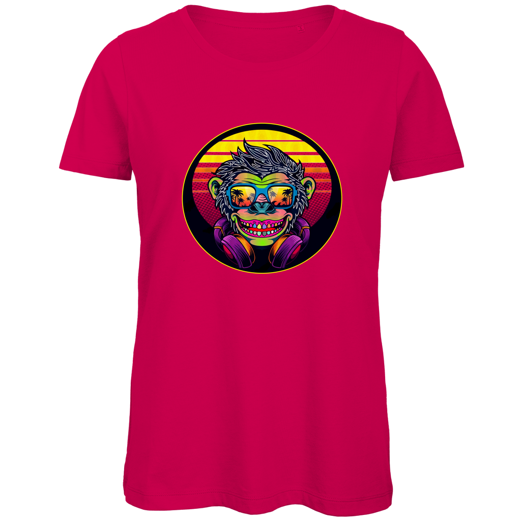 Damen Premium Bio T-Shirt Monkey with Sunglasses