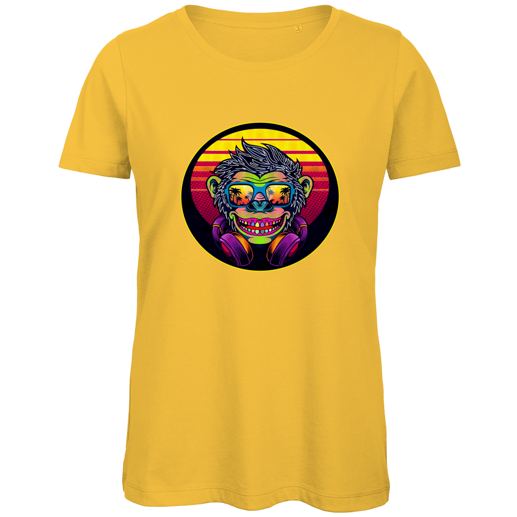 Damen Premium Bio T-Shirt Monkey with Sunglasses
