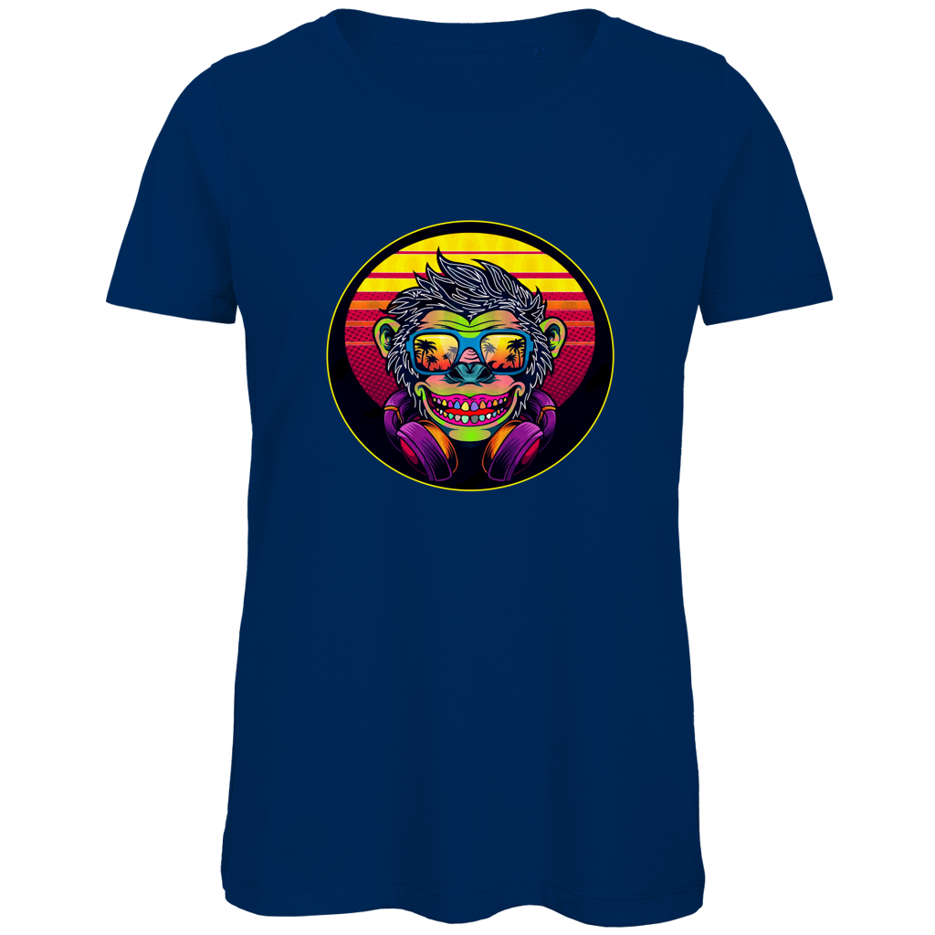 Damen Premium Bio T-Shirt Monkey with Sunglasses