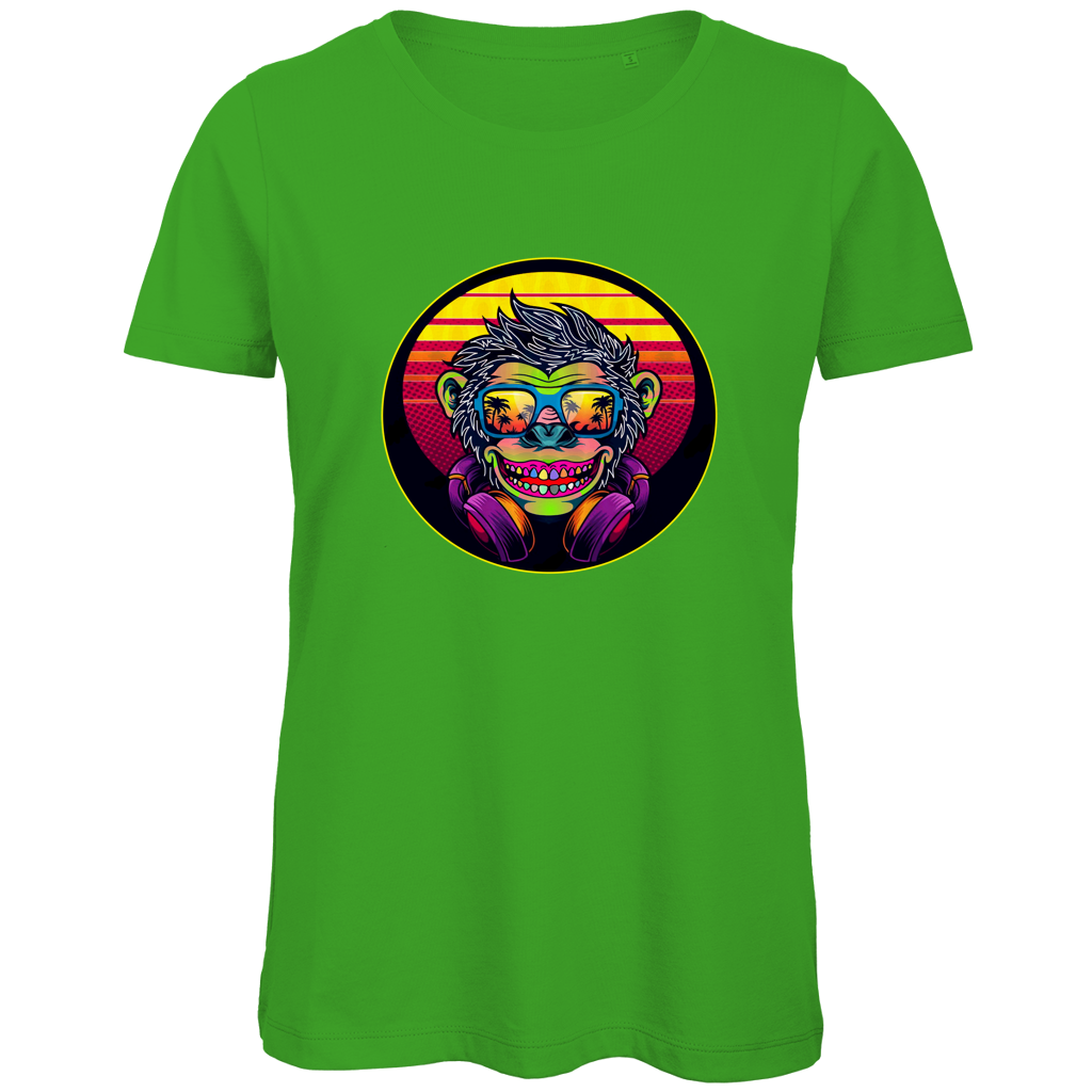 Damen Premium Bio T-Shirt Monkey with Sunglasses