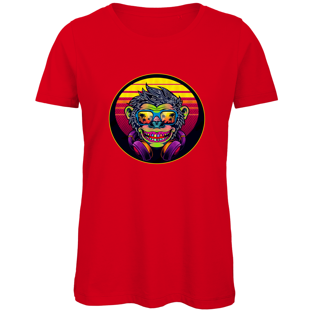 Damen Premium Bio T-Shirt Monkey with Sunglasses