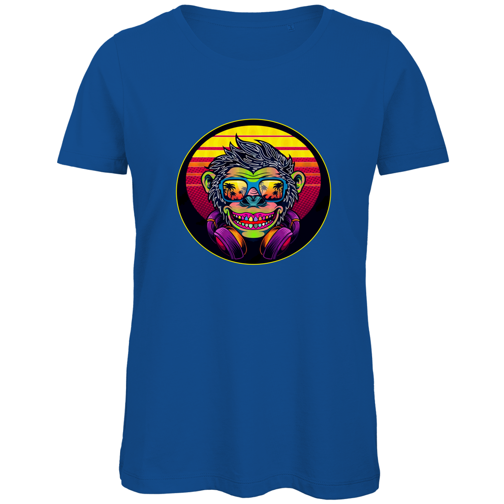 Damen Premium Bio T-Shirt Monkey with Sunglasses