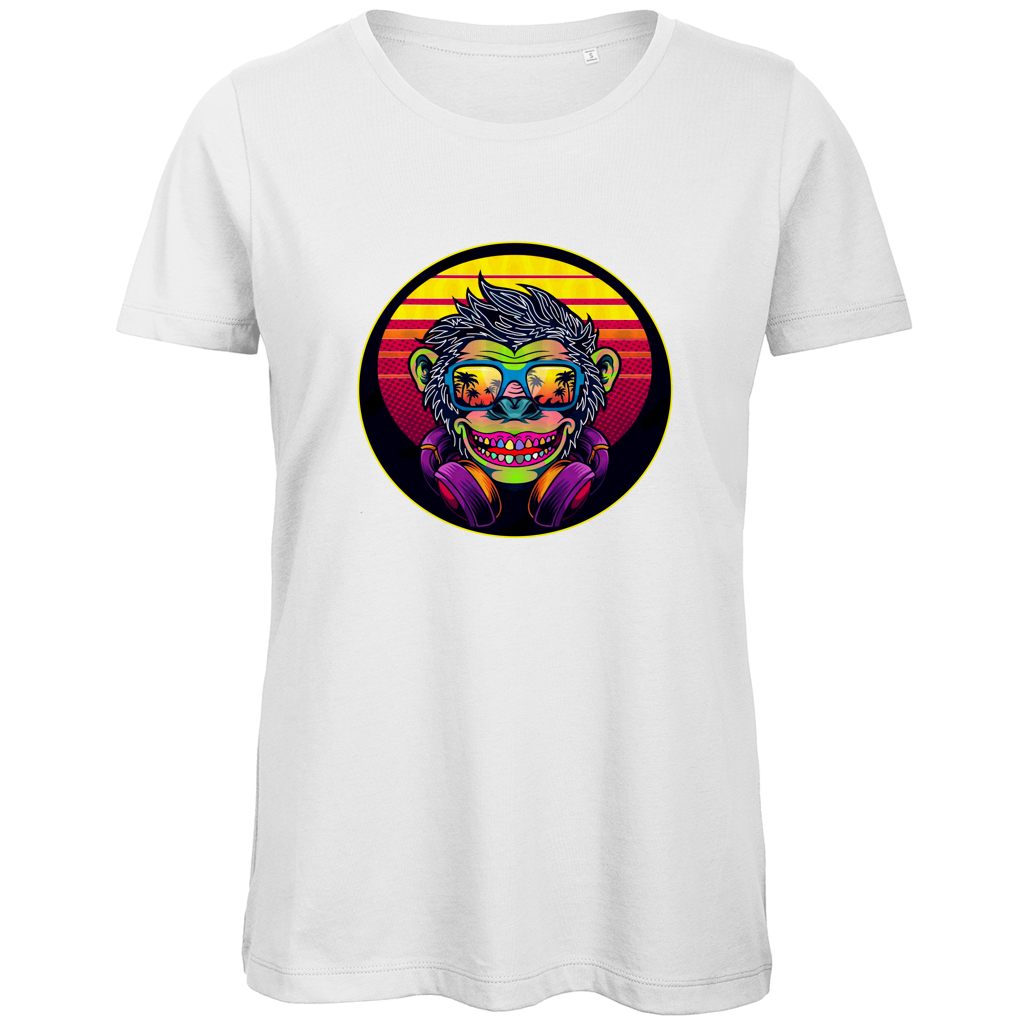 Damen Premium Bio T-Shirt Monkey with Sunglasses