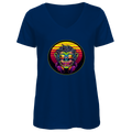 Damen Premium Bio V-Neck T-Shirt Monkey with Sunglasses