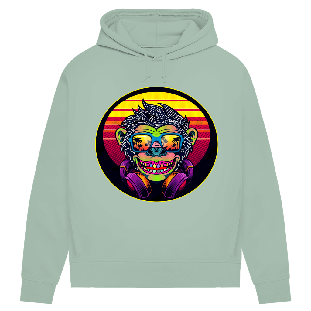 Damen Premium Bio Hoodie Monkey with Sunglasses