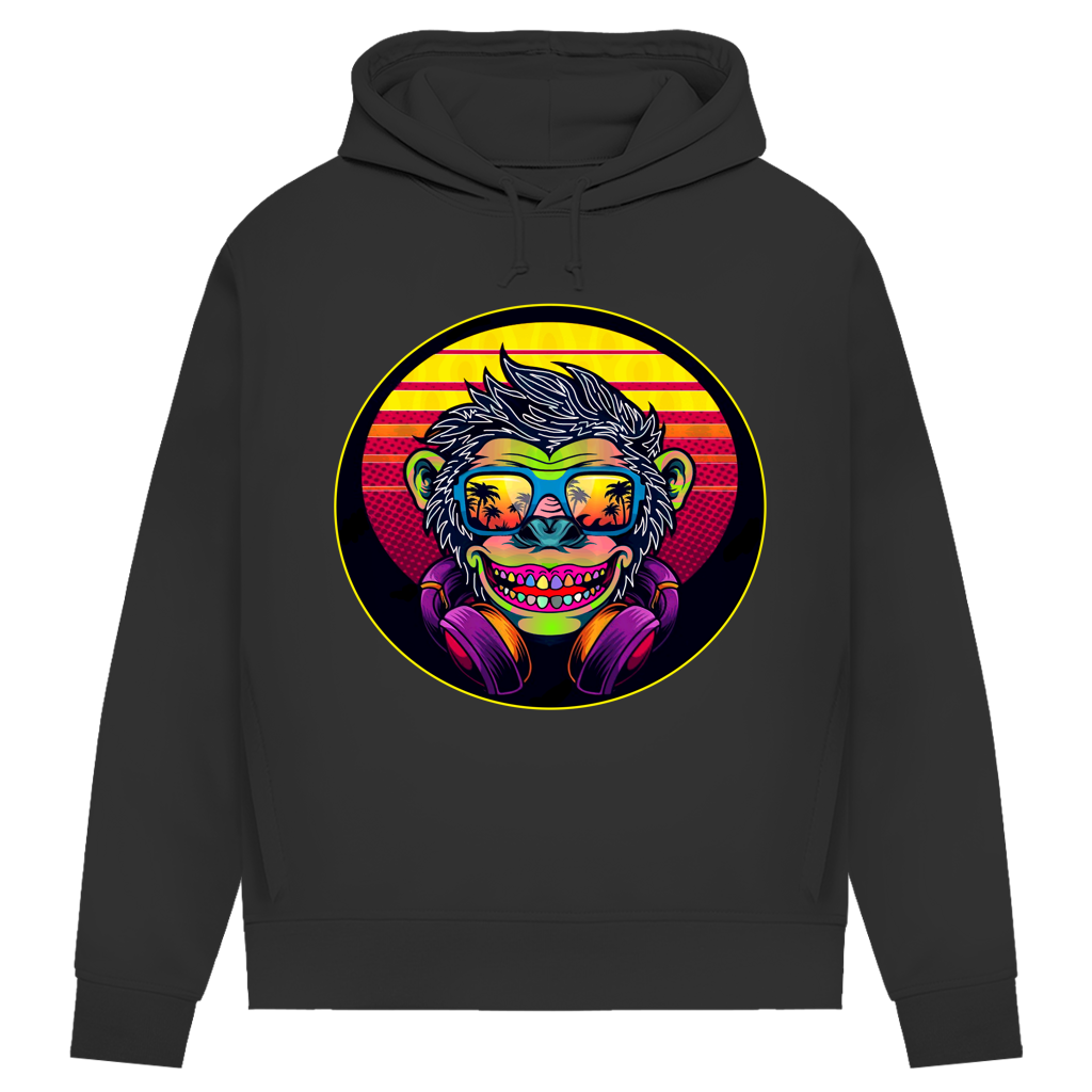 Damen Premium Bio Hoodie Monkey with Sunglasses