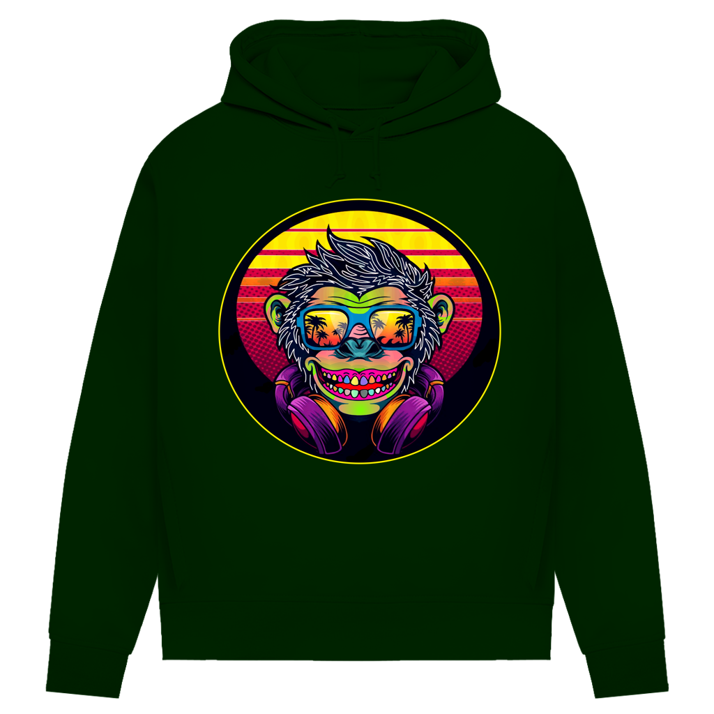 Damen Premium Bio Hoodie Monkey with Sunglasses
