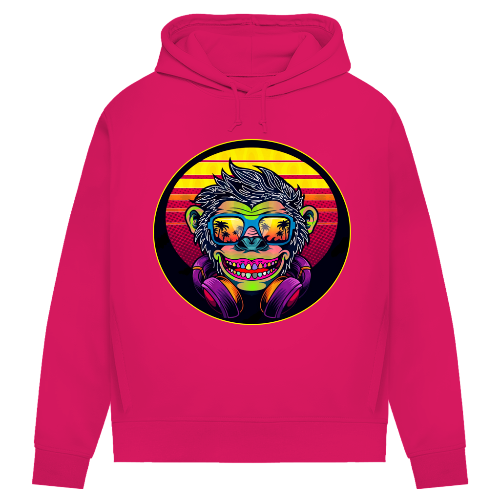 Damen Premium Bio Hoodie Monkey with Sunglasses