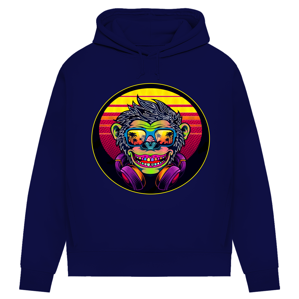 Damen Premium Bio Hoodie Monkey with Sunglasses