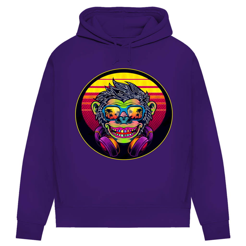 Damen Premium Bio Hoodie Monkey with Sunglasses