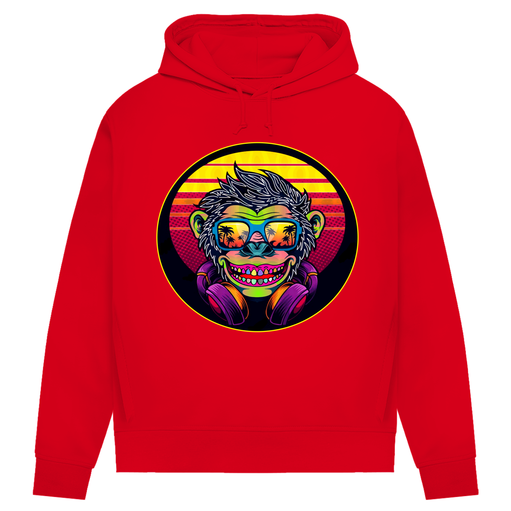 Damen Premium Bio Hoodie Monkey with Sunglasses