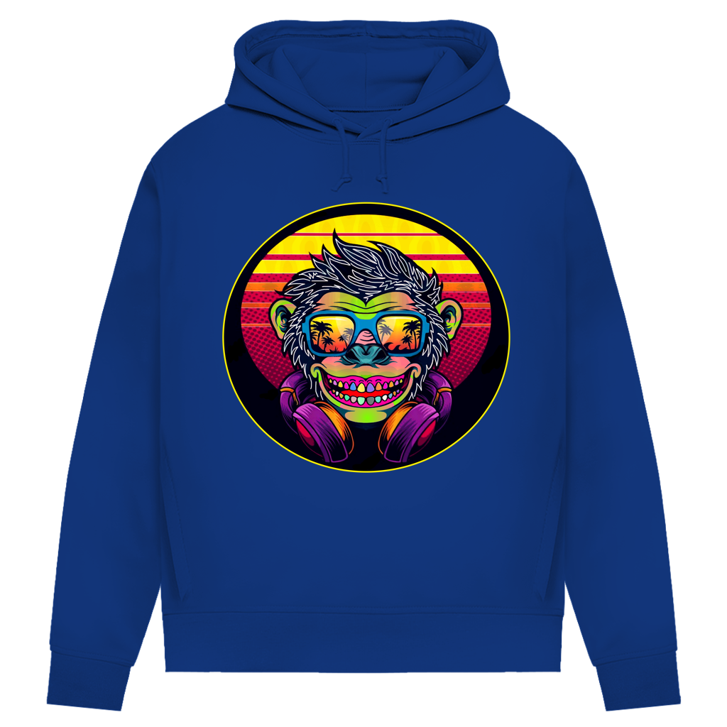 Damen Premium Bio Hoodie Monkey with Sunglasses