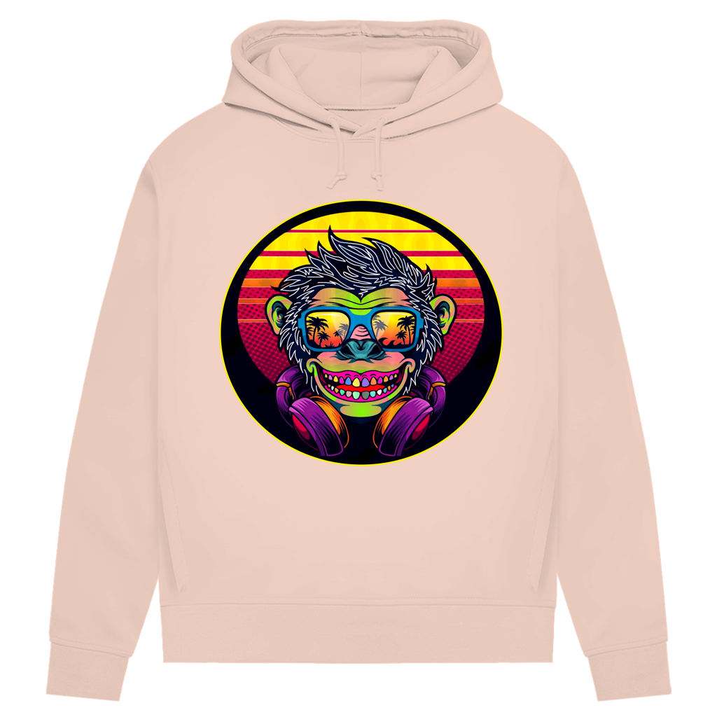 Damen Premium Bio Hoodie Monkey with Sunglasses