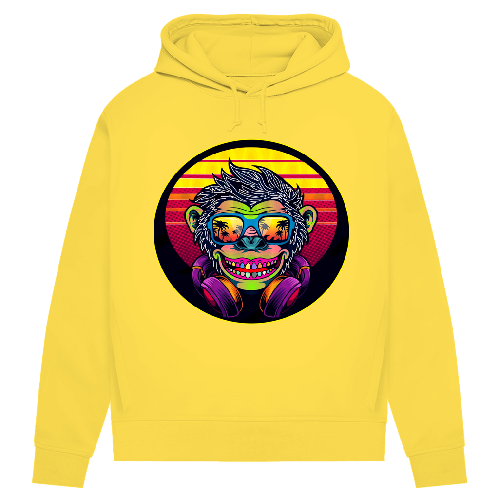 Damen Premium Bio Hoodie Monkey with Sunglasses
