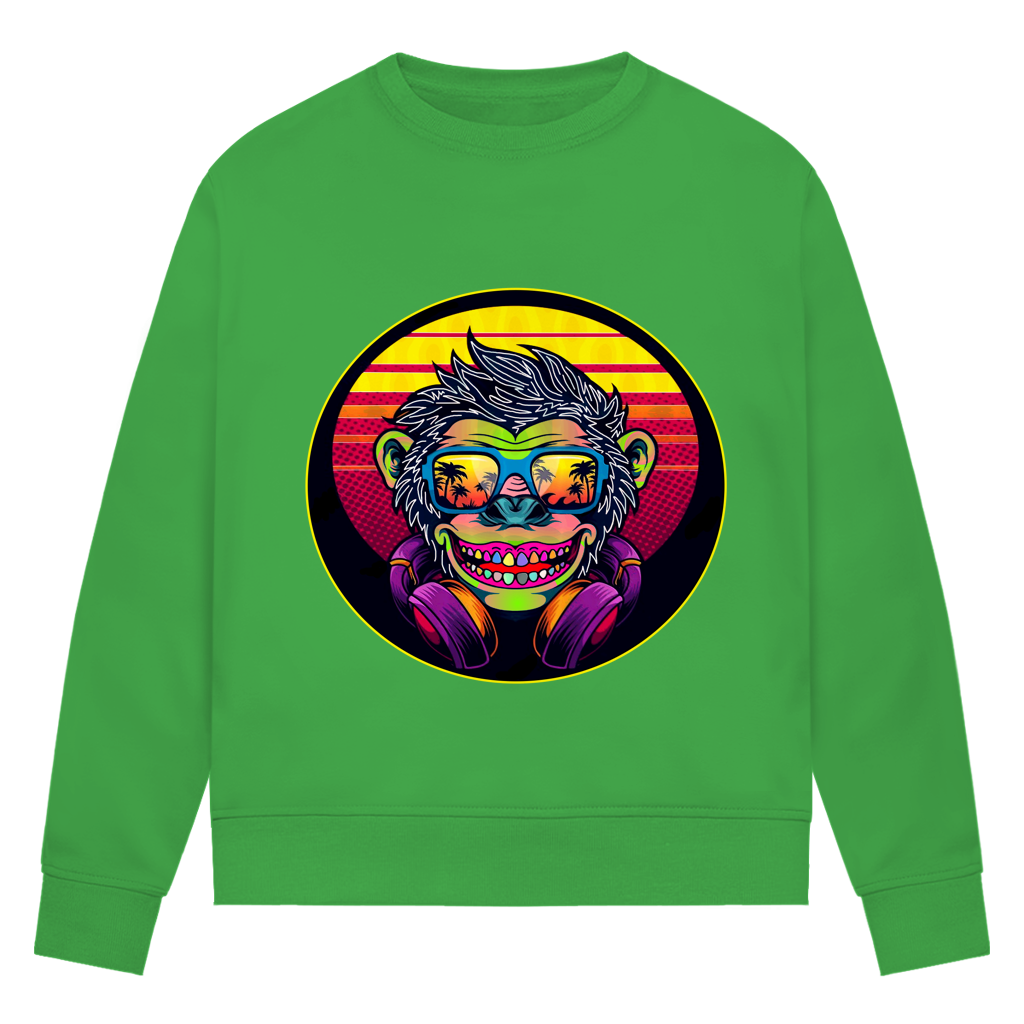 Damen Premium Bio Sweatshirt Monkey with Sunglasses