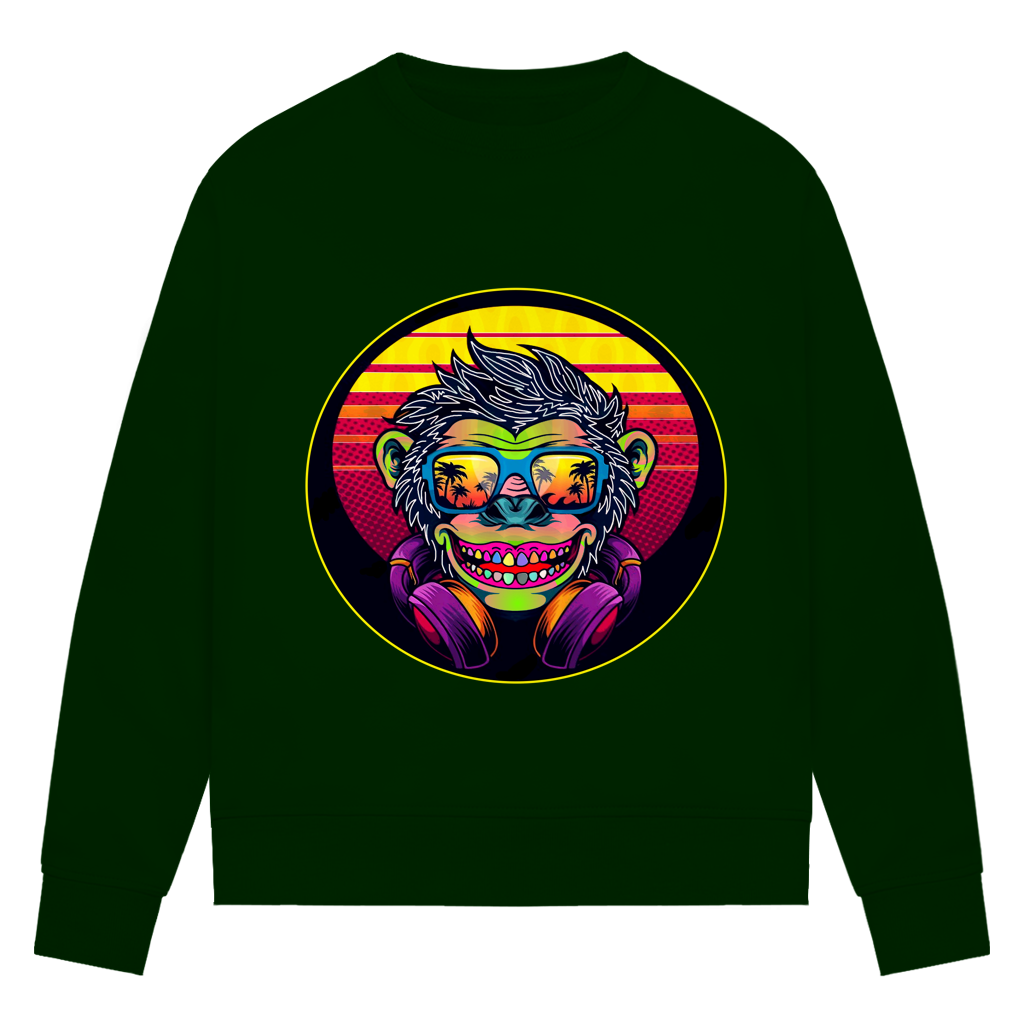 Damen Premium Bio Sweatshirt Monkey with Sunglasses