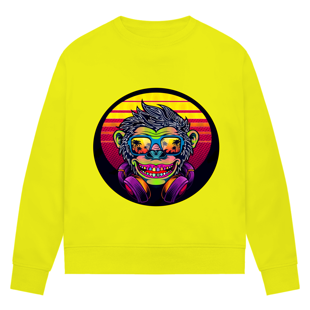 Damen Premium Bio Sweatshirt Monkey with Sunglasses