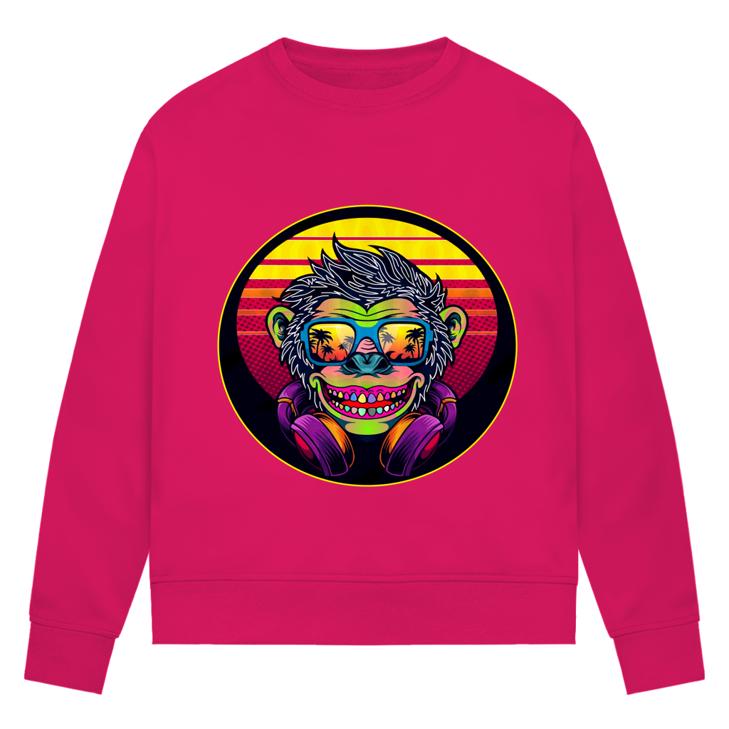 Damen Premium Bio Sweatshirt Monkey with Sunglasses