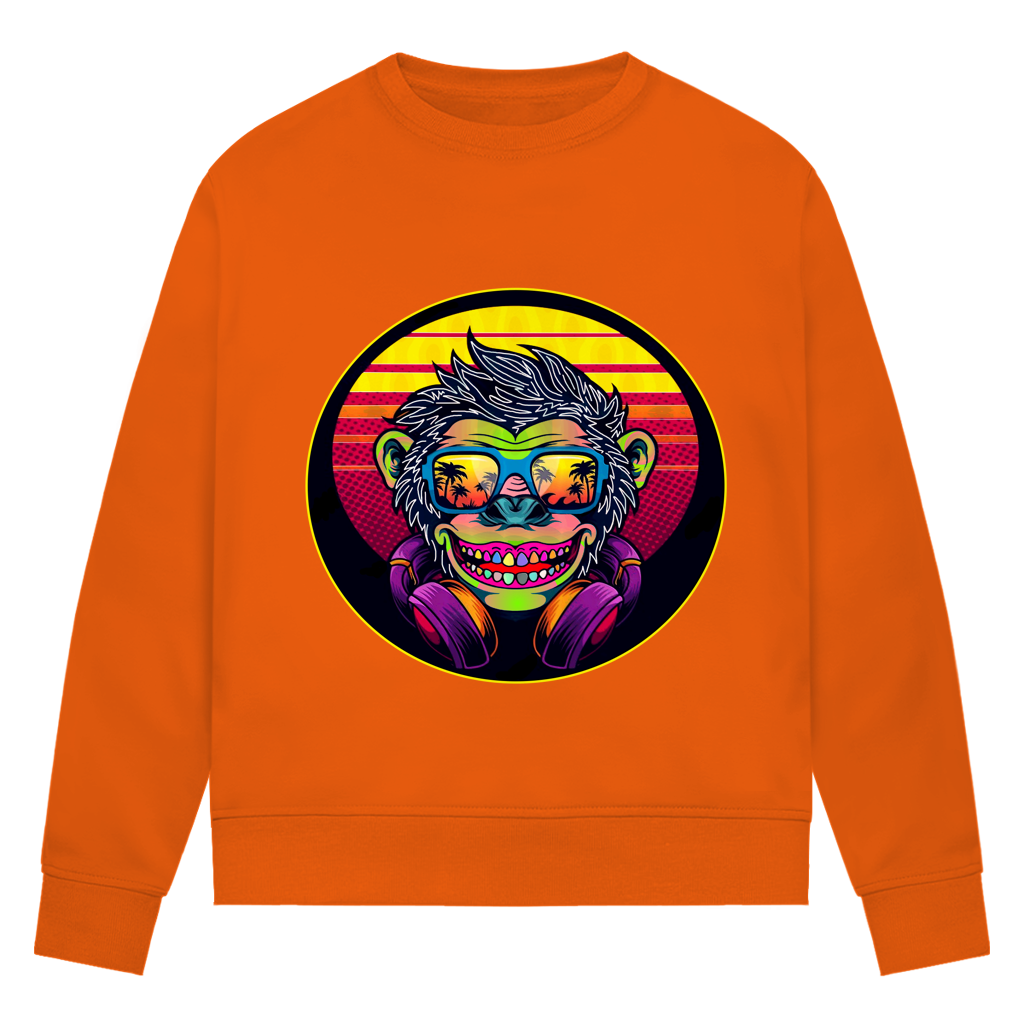 Damen Premium Bio Sweatshirt Monkey with Sunglasses