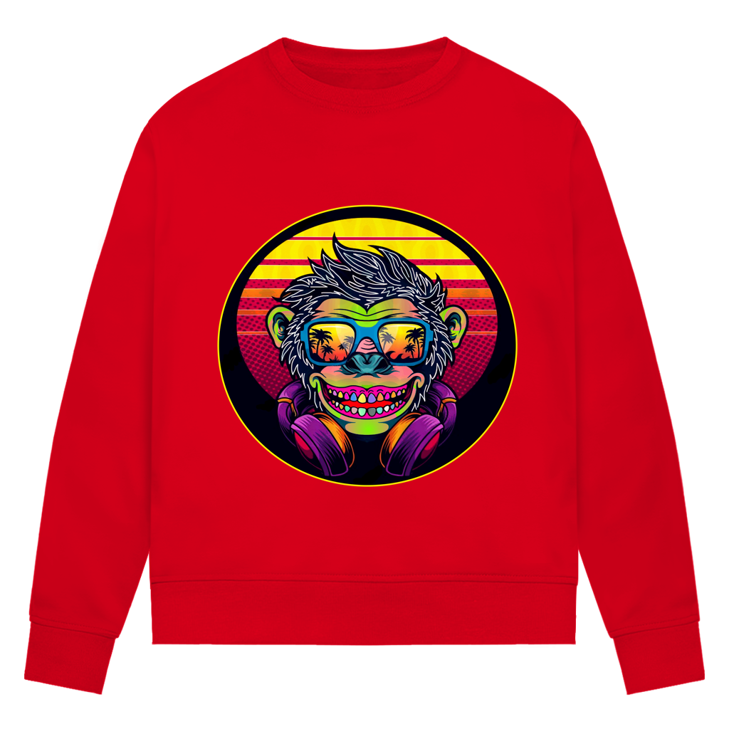 Damen Premium Bio Sweatshirt Monkey with Sunglasses