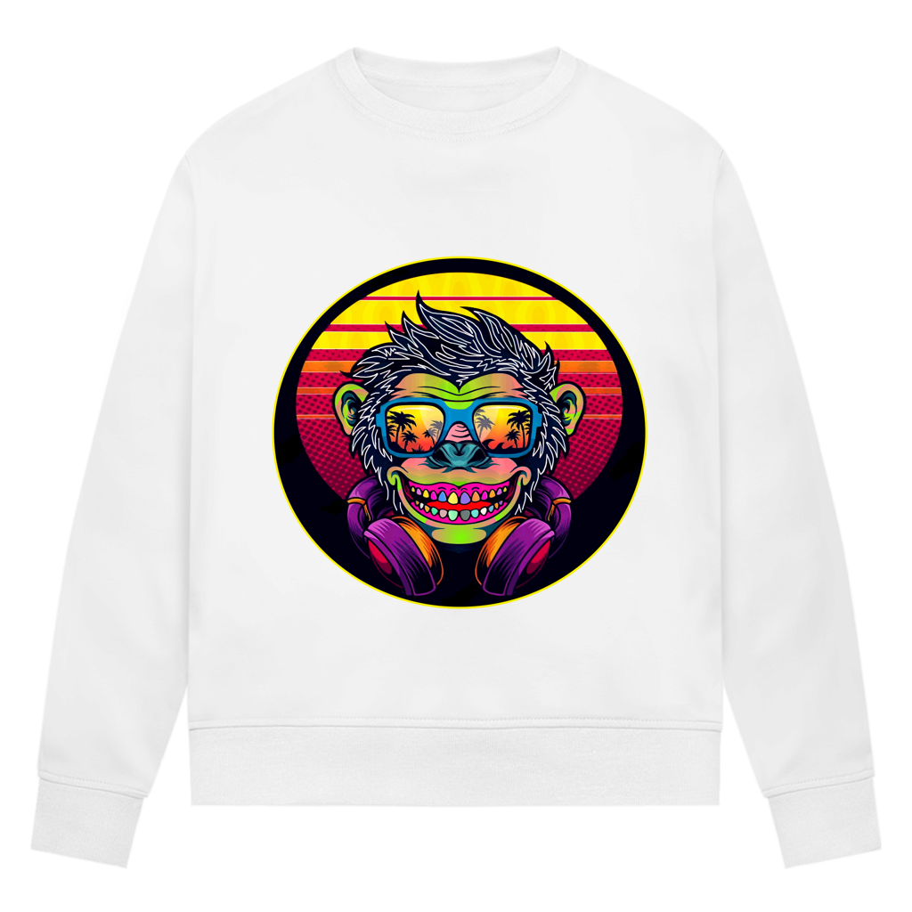 Damen Premium Bio Sweatshirt Monkey with Sunglasses