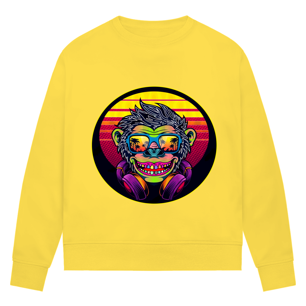 Damen Premium Bio Sweatshirt Monkey with Sunglasses