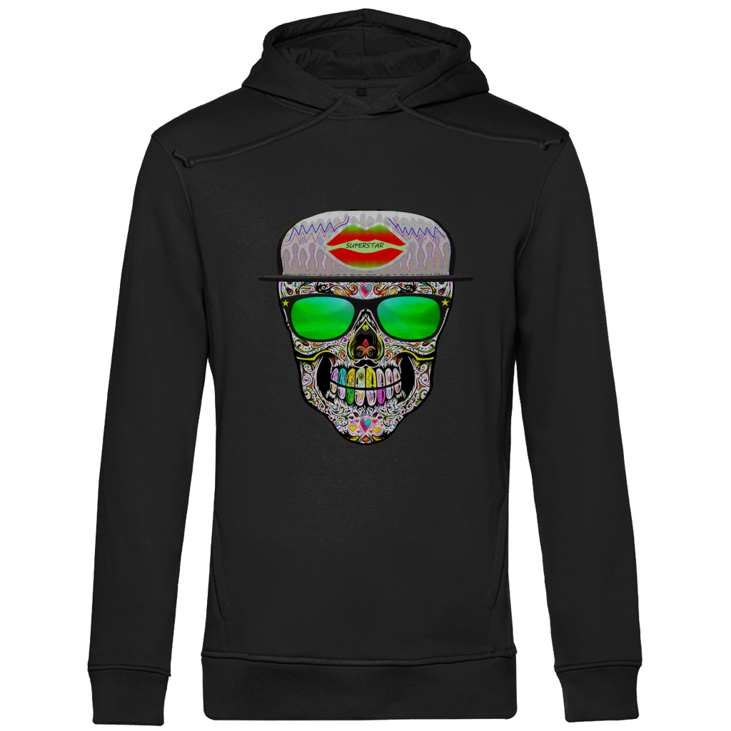 Herren Premium Bio Hoodie Totenkopf Superstar