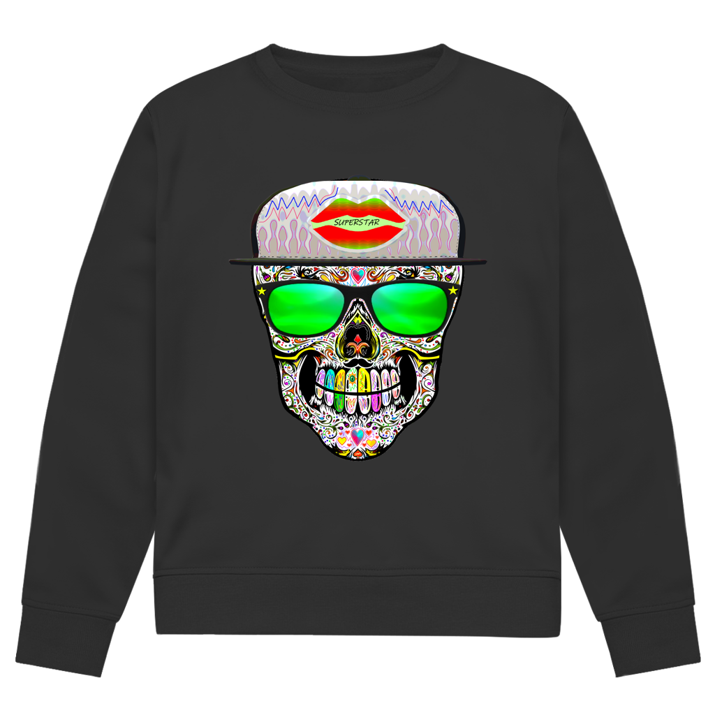 Herren Premium Bio Sweatshirt Totenkopf Superstar