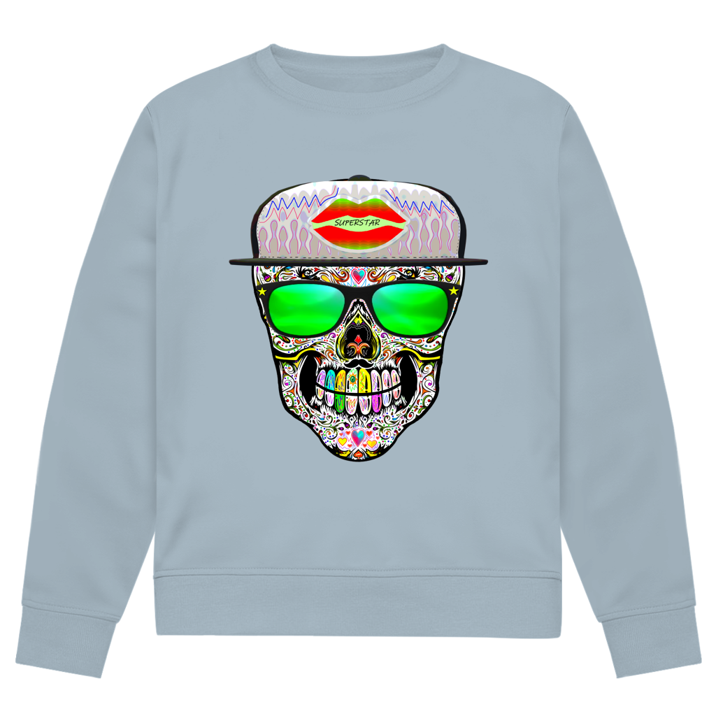 Herren Premium Bio Sweatshirt Totenkopf Superstar
