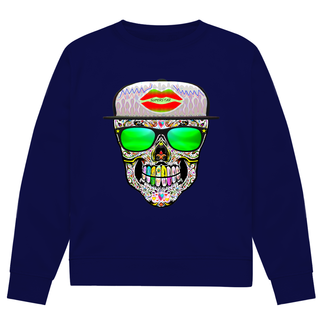 Herren Premium Bio Sweatshirt Totenkopf Superstar