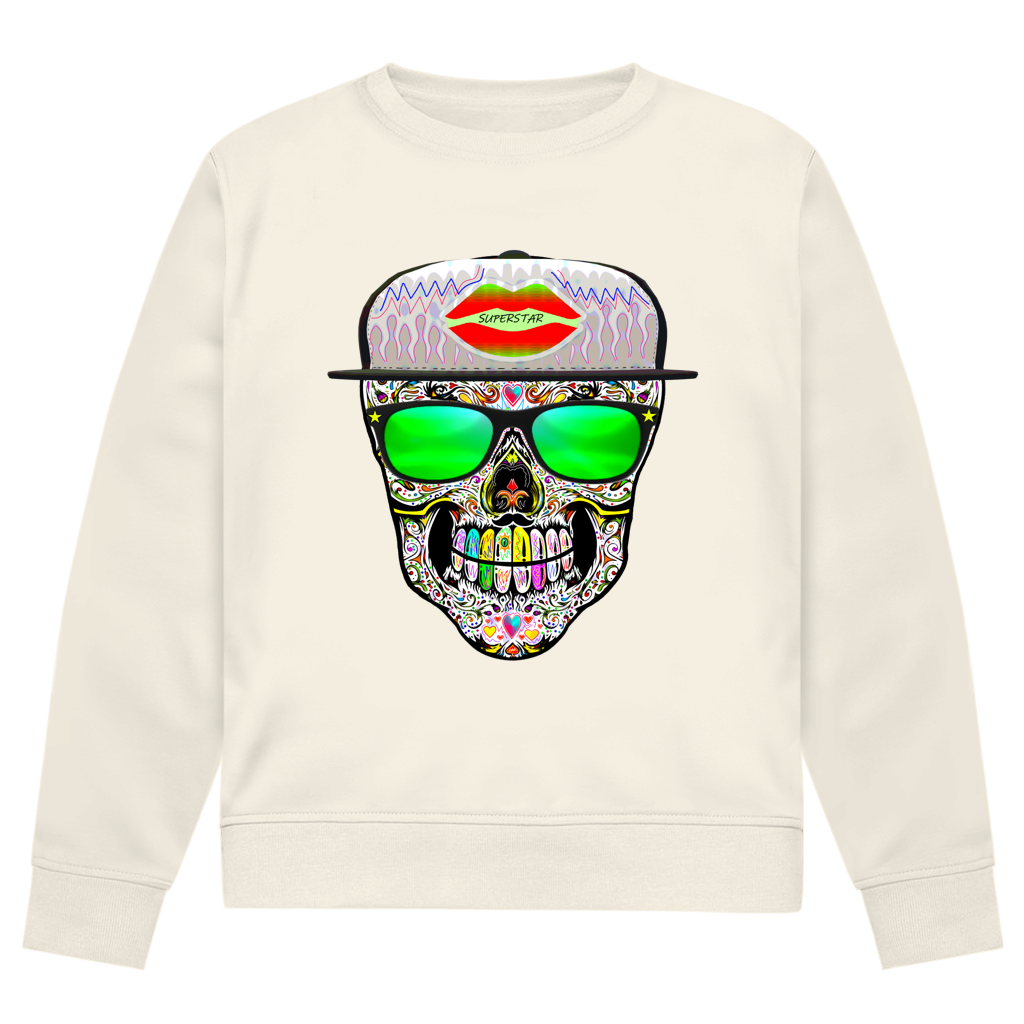 Herren Premium Bio Sweatshirt Totenkopf Superstar