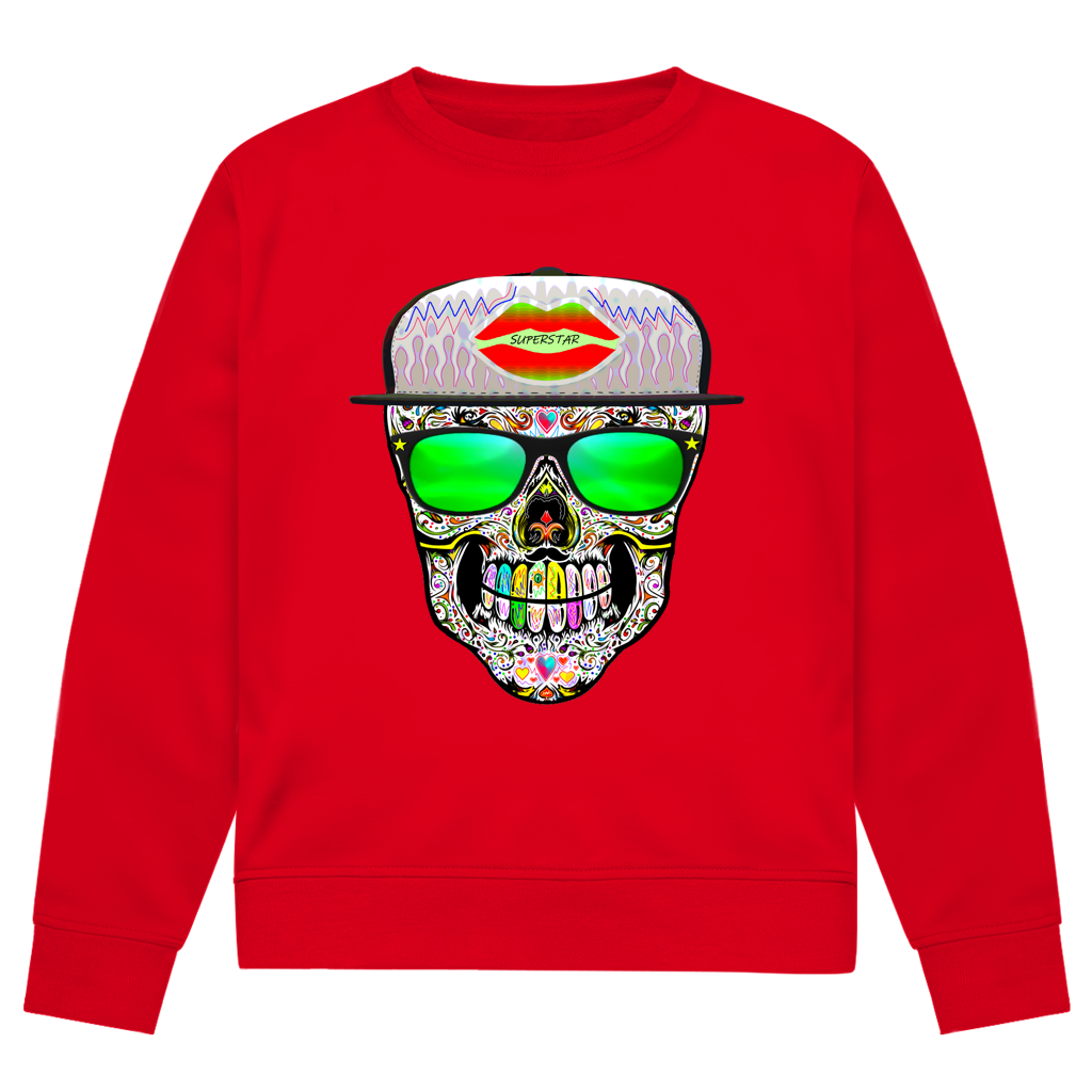 Herren Premium Bio Sweatshirt Totenkopf Superstar