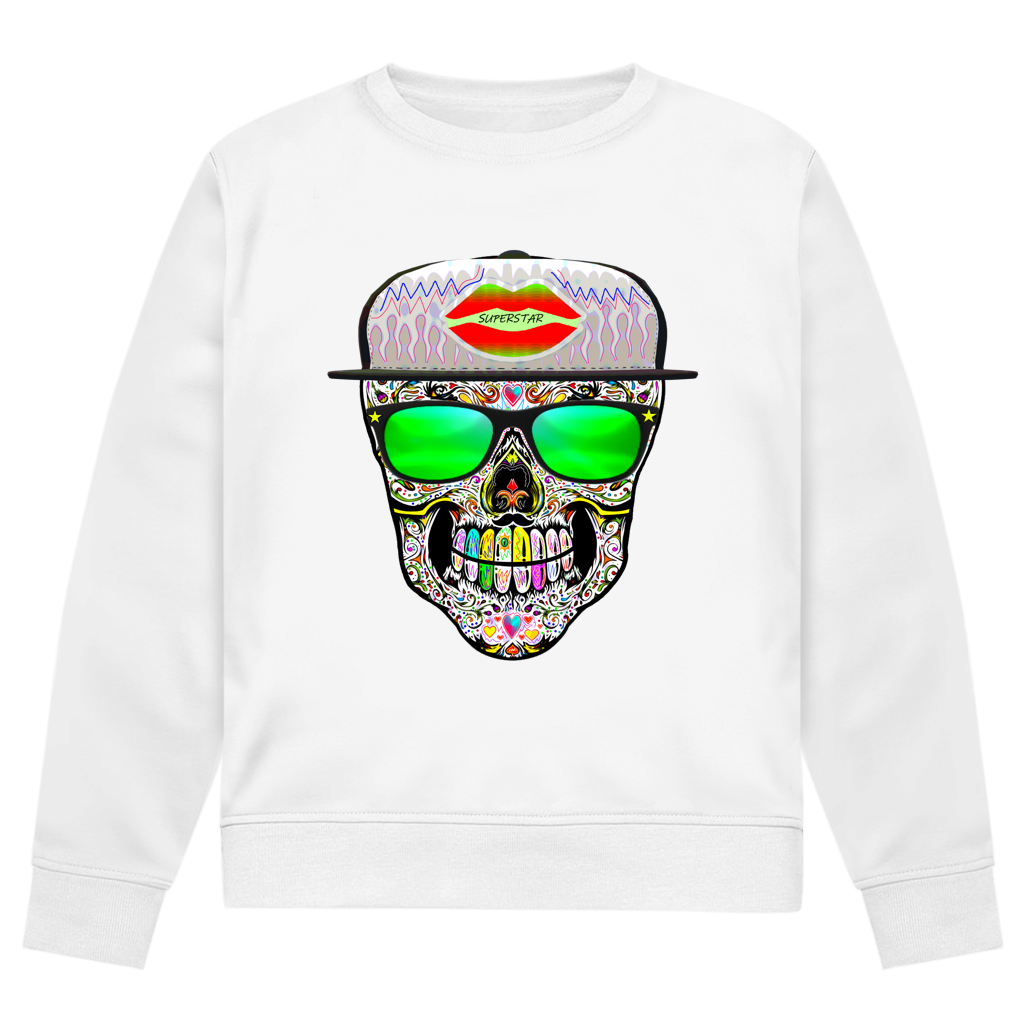 Herren Premium Bio Sweatshirt Totenkopf Superstar