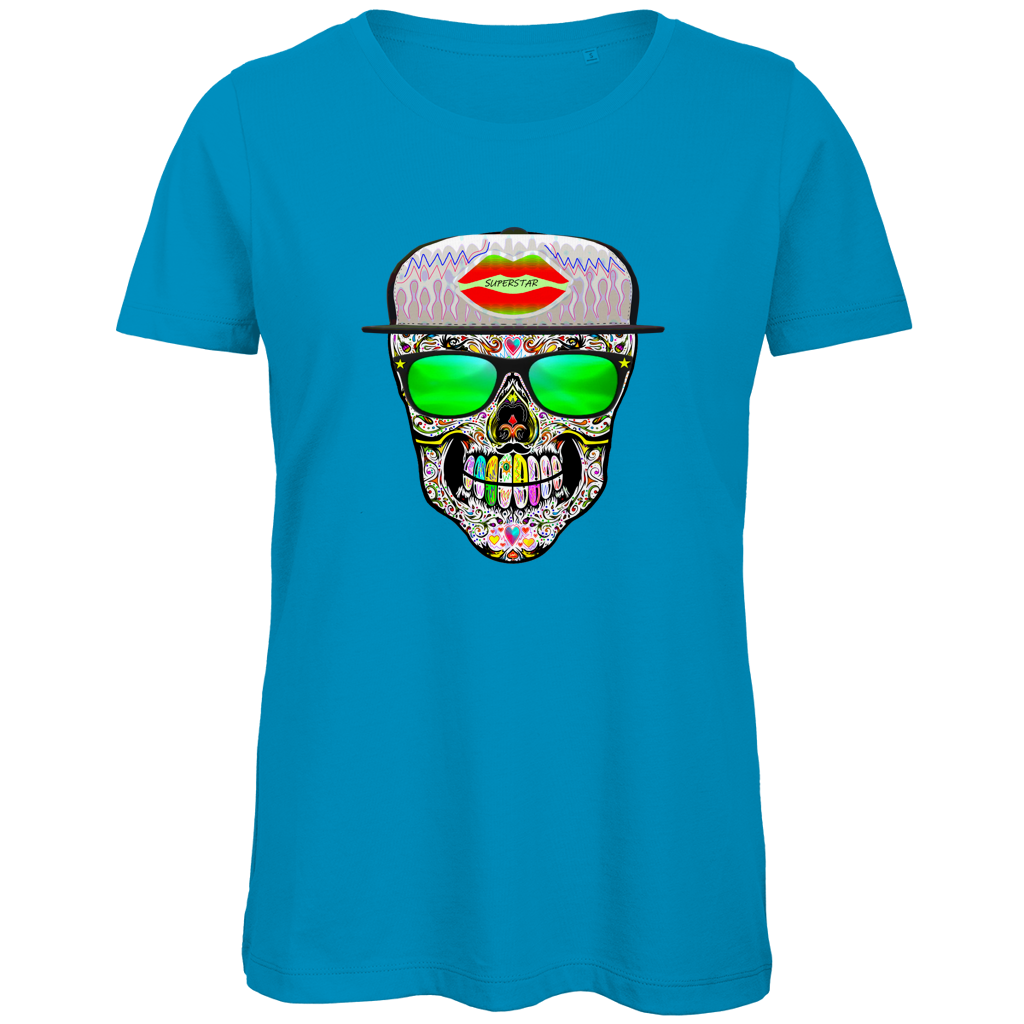 Damen Premium Bio T-Shirt Totenkopf Superstar