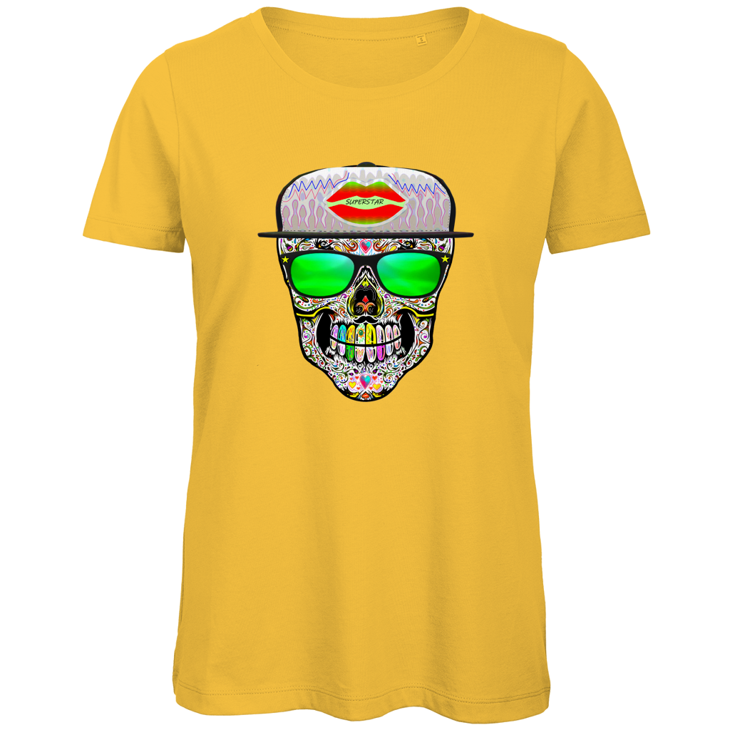 Damen Premium Bio T-Shirt Totenkopf Superstar