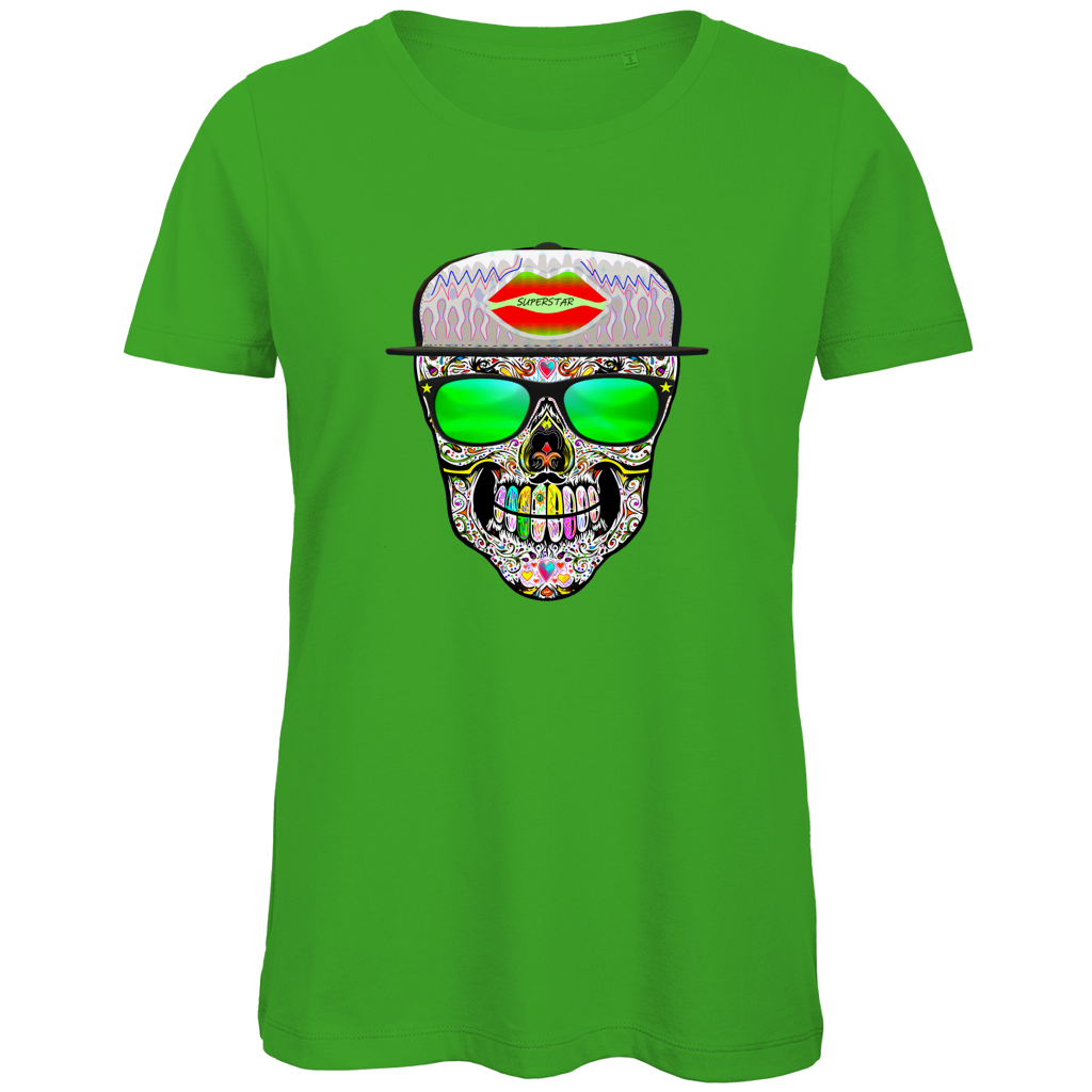 Damen Premium Bio T-Shirt Totenkopf Superstar