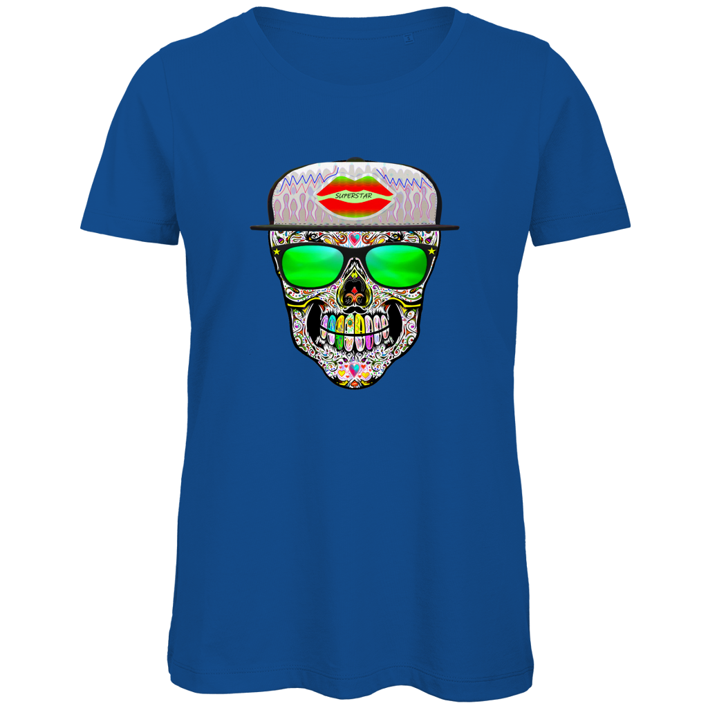 Damen Premium Bio T-Shirt Totenkopf Superstar